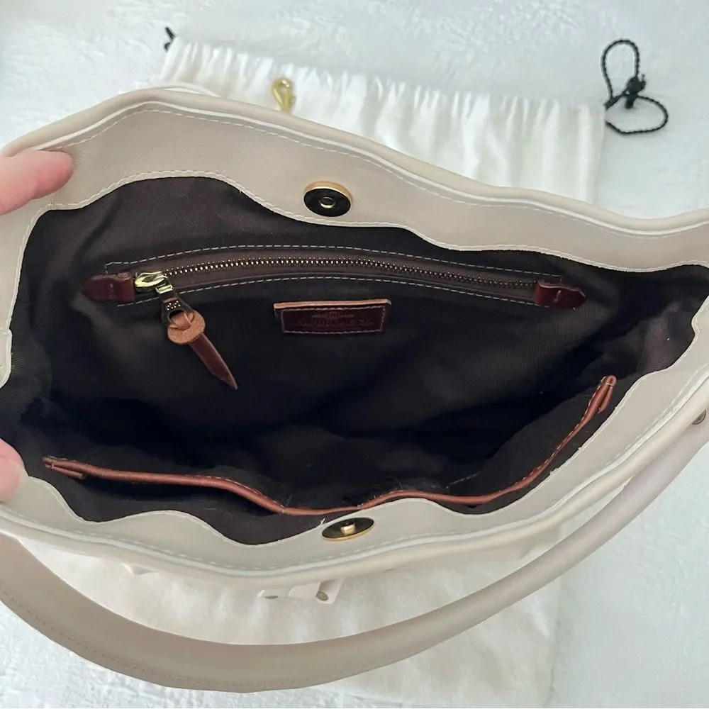 NWT J.W. Hulme Co. Kiltie Leather Hobo Bag Cream Color
